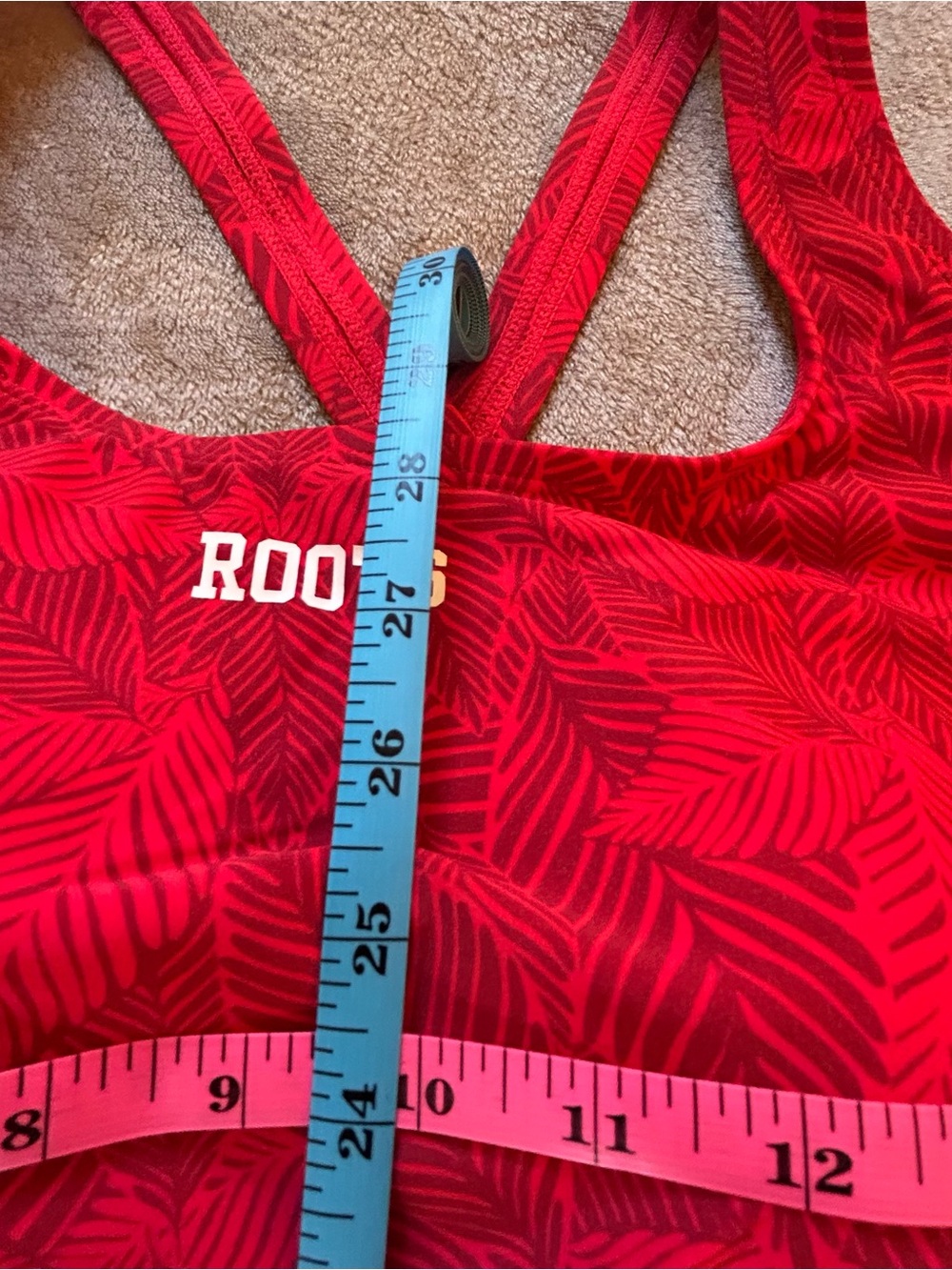 NWT Roots Red Leaf-Pattern One-Piece Swimsuit Size 18 - Picture 9 of 9
